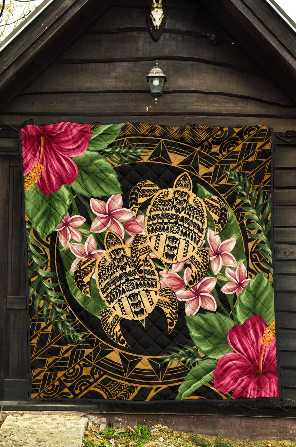 Hawaii Premium Quilt - Turtle Strong Pattern Hibiscus Plumeria Art AH - Polynesian Pride