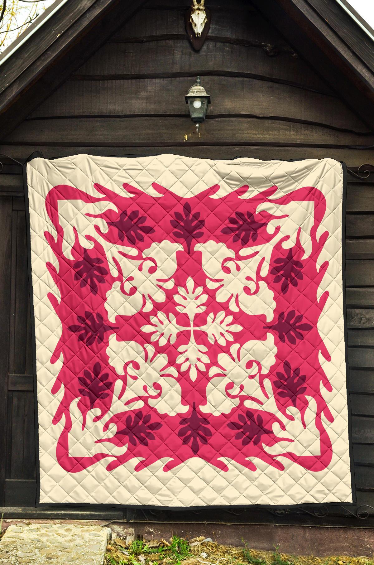 Hawaiian Tropical Pattern Premium Quilt - Pink - Argu Style - AH - Polynesian Pride