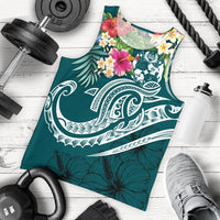 Tonga Polynesian Men's Tank Top - Summer Plumeria (Turquoise) Turquoise - Polynesian Pride