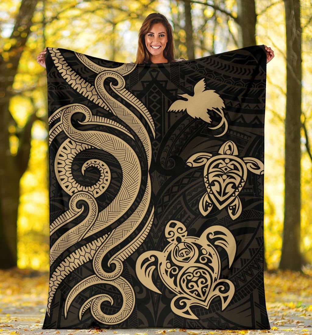 Papua New Guinea Premium Blanket - Gold Tentacle Turtle - Polynesian Pride