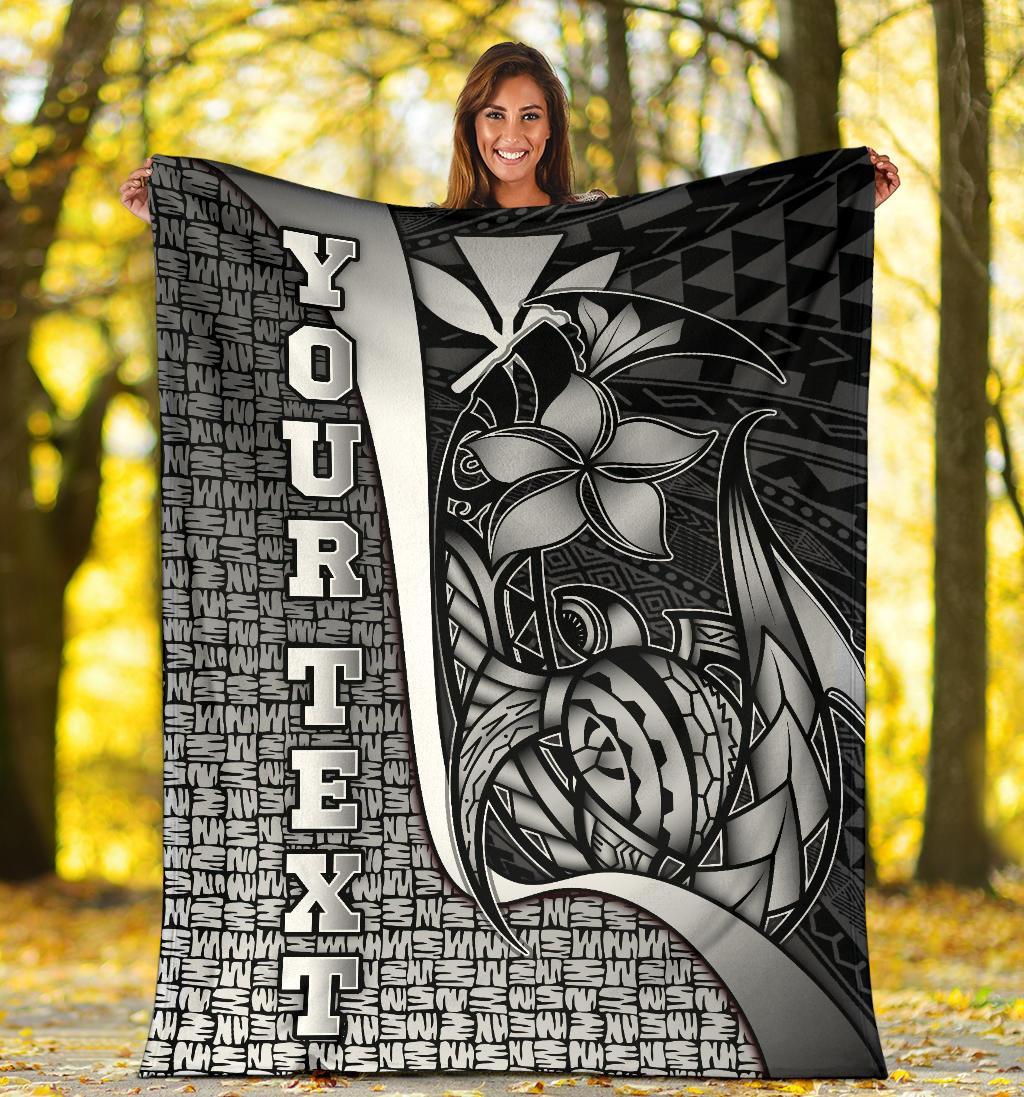 Polynesian Hawaii Custom Personalised Premium Blanket White - Turtle with Hook - Polynesian Pride