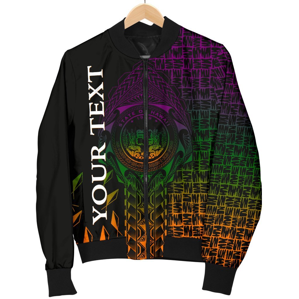 Hawaii Custom Personalised Men's Bomber Jacket - Hawaii Seal Rocket Style - Polynesian Pride