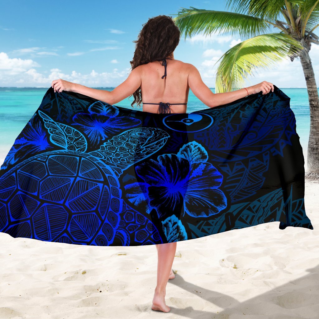 Yap Sarong - Turtle Hibiscus Pattern Blue - Polynesian Pride