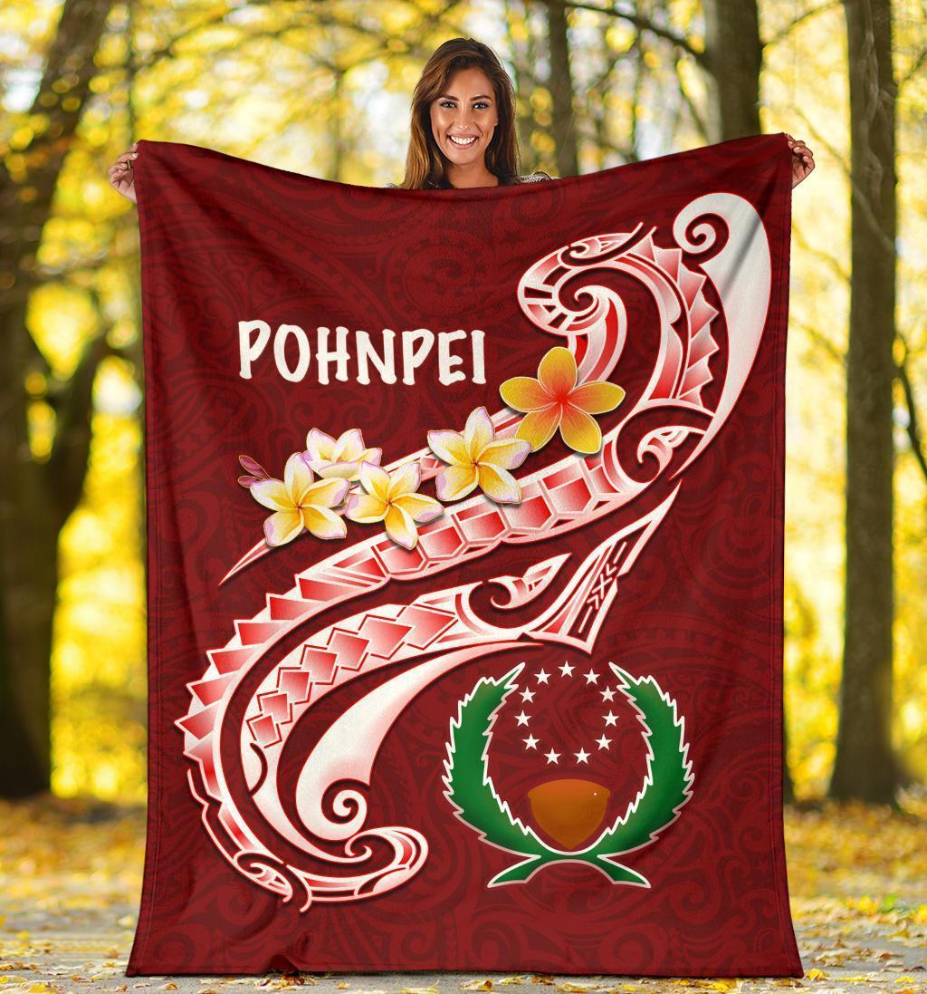 Pohnpei Premium Blanket - Pohnpei Seal Polynesian Patterns Plumeria - Polynesian Pride