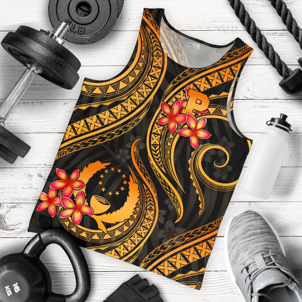 Pohnpei Micronesian Men Tank Top - Gold Plumeria GOLD - Polynesian Pride