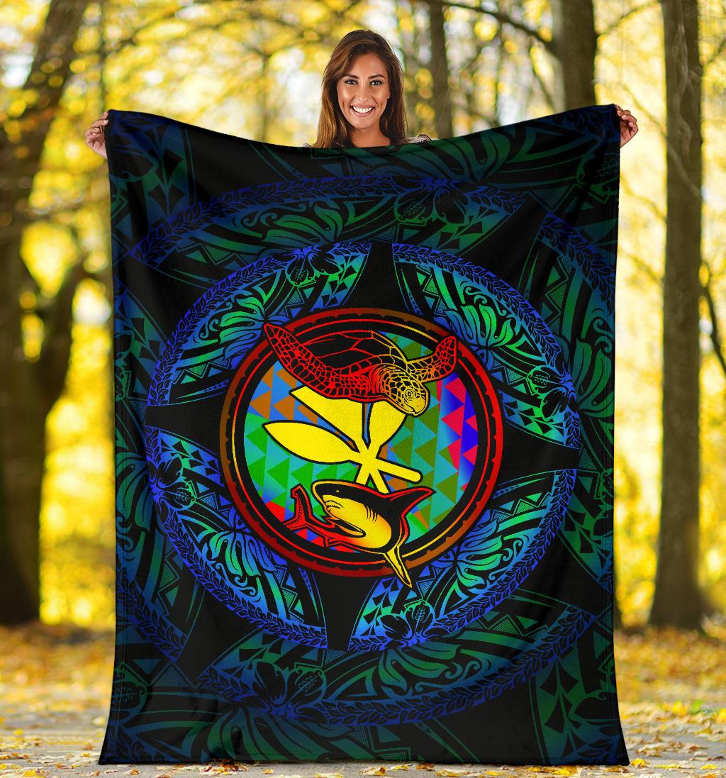 Polynesian Hawaii Premium Blanket - Colorful Turtle Shark - Polynesian Pride