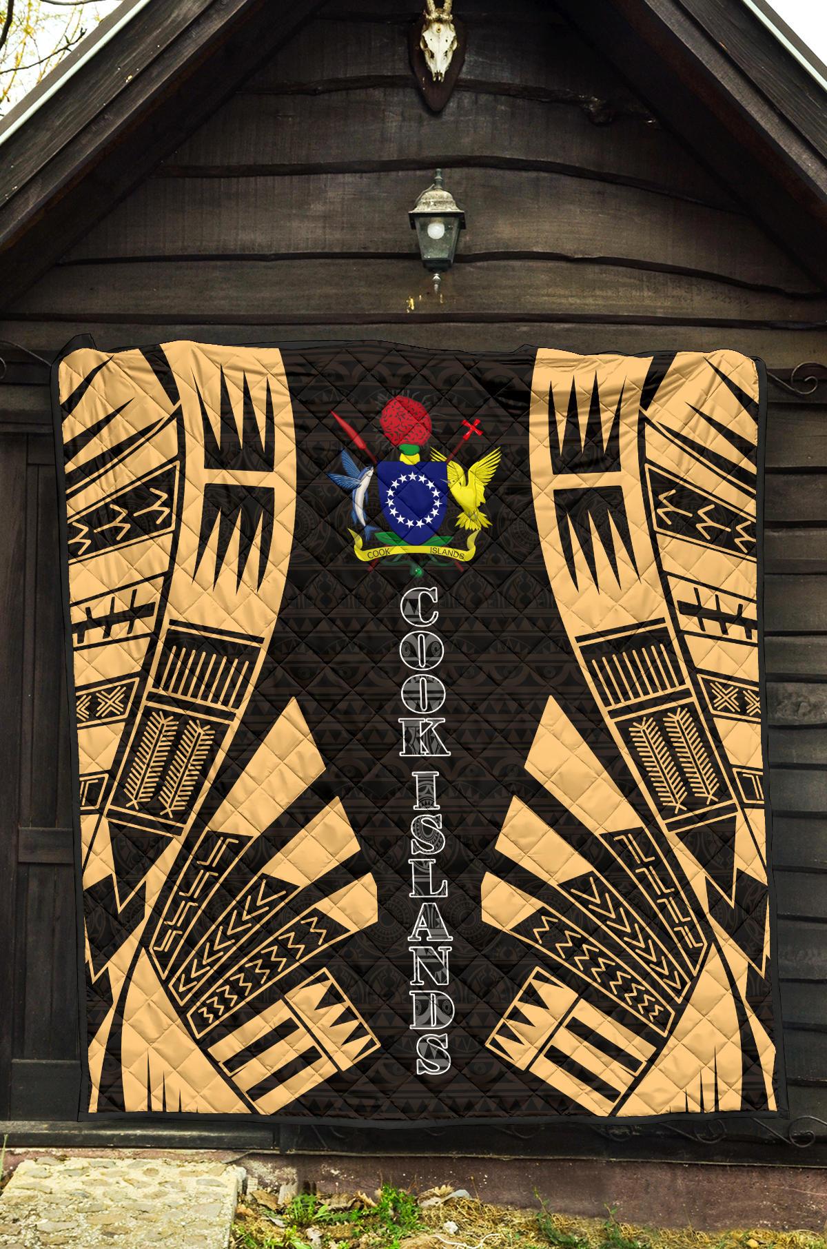 Cook Islands Premium Quilt - Cook Islands Polynesian Gold Tattoo - Polynesian Pride