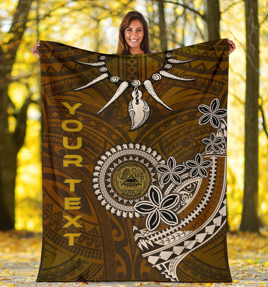 American Samoa Custom Personalised Premium Blankets - Polynesian Boar Tusk - Polynesian Pride
