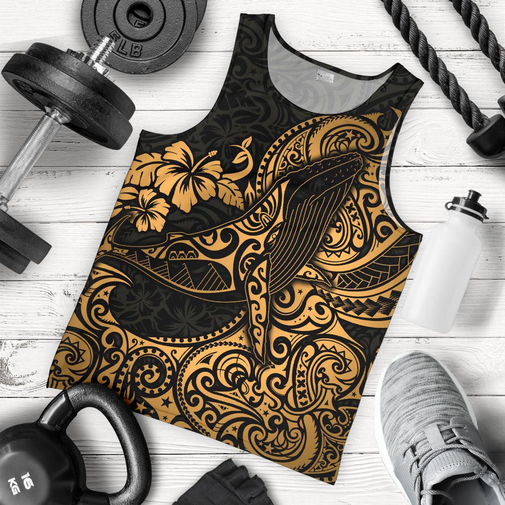 Polynesian Hawaii Men's Tank Top - Polynesian Golden Humpback Whale Golden - Polynesian Pride