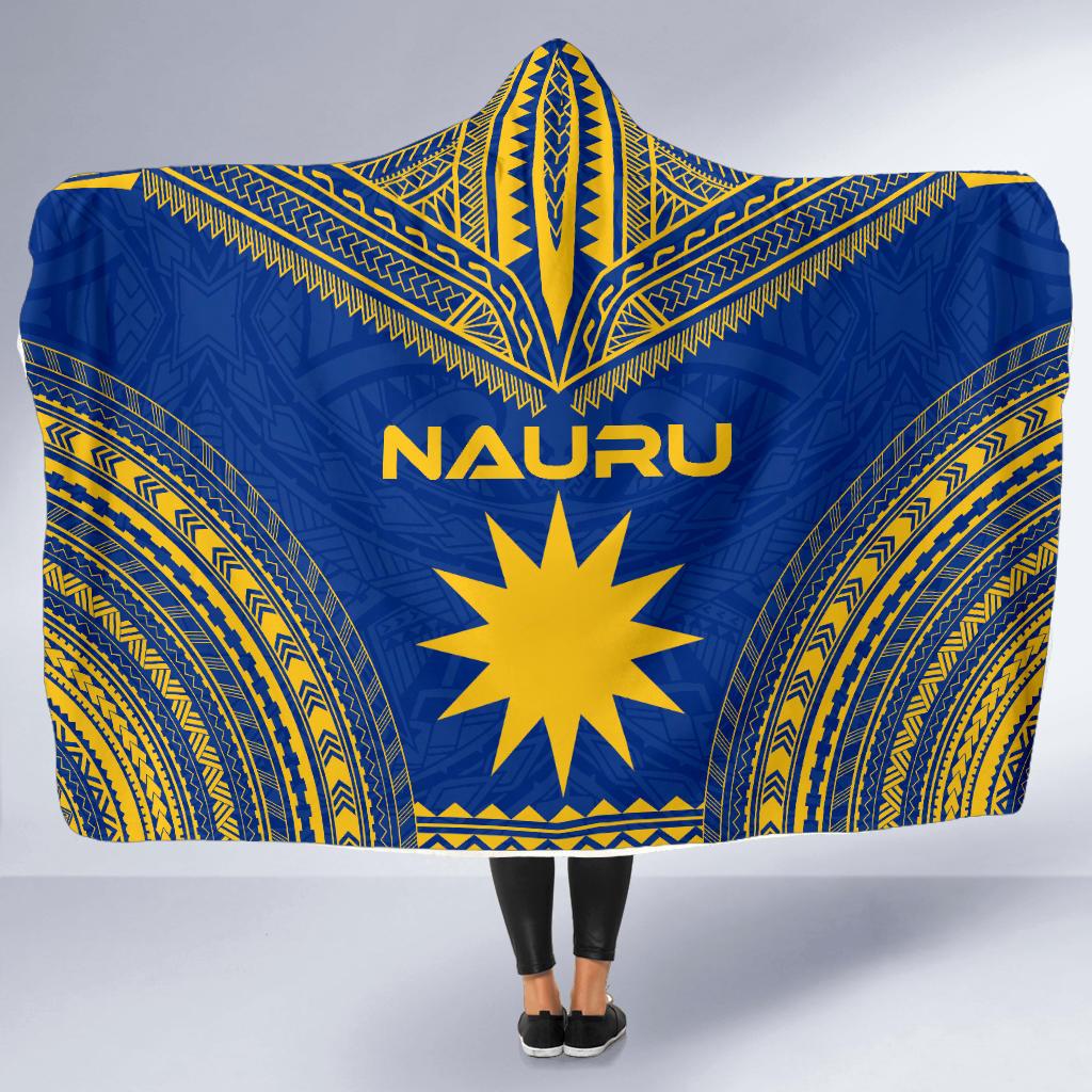Nauru Flag Polynesian Chief Hooded Blanket - Polynesian Pride