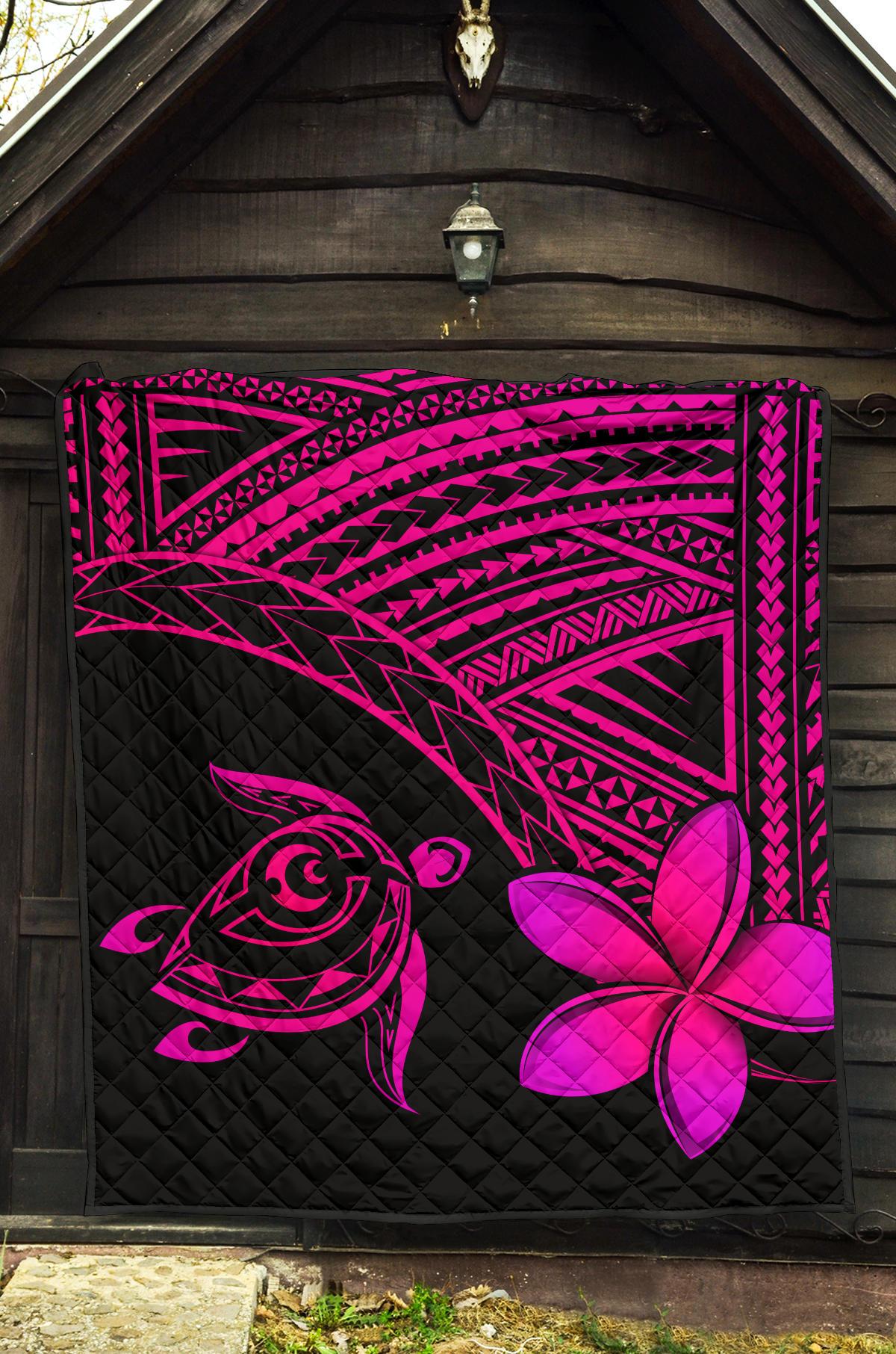 Hawaii Quilt - Hawaii Turtle Plumeria Quilt Pink - Polynesian Pride
