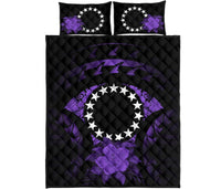 Cook Islands Polynesian Quilt Bed Set Hibiscus Purple - Polynesian Pride