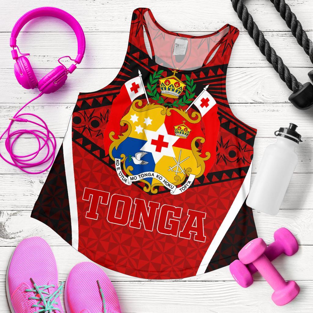 Tonga Polynesian Women's Racerback Tank - Red Pattern Red - Polynesian Pride