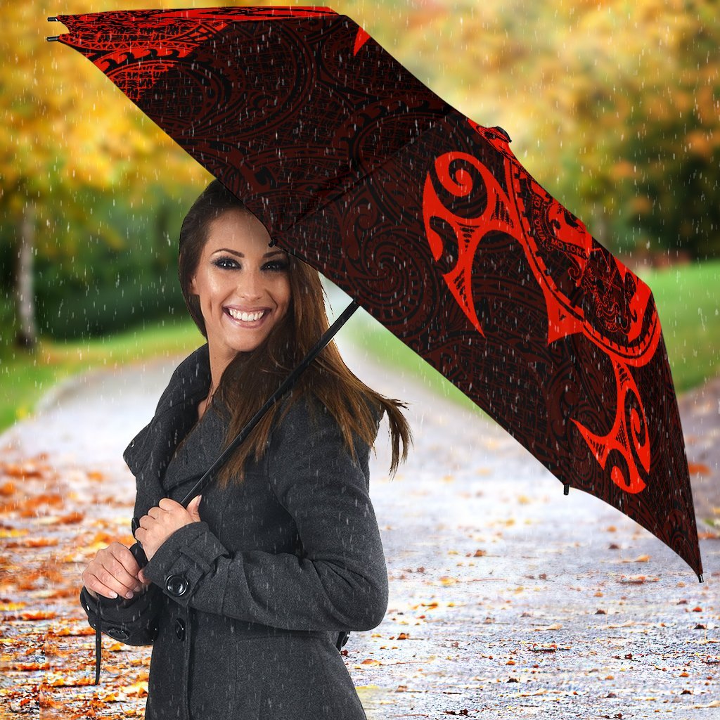 Guam Umbrella Turtle Coat of Arms Polynesian Pattern Red - Polynesian Pride