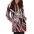 Fiji Women's Hoodie Dress - Tribal Flower Special Pattern Red Color - Polynesian Pride