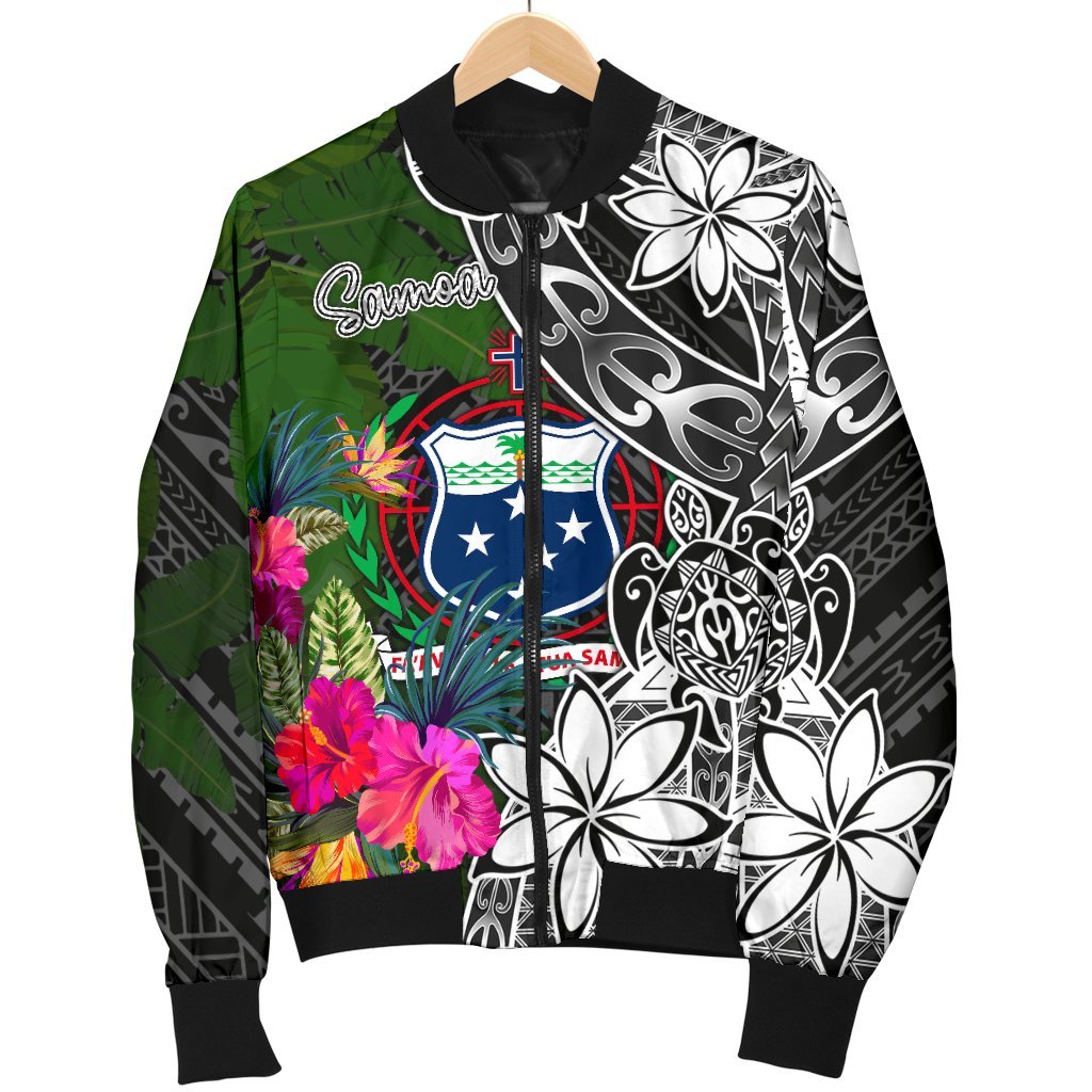 Samoa Men Bomber Jacket - Turtle Plumeria Banana Leaf - Polynesian Pride