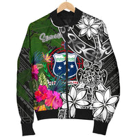 Samoa Men Bomber Jacket - Turtle Plumeria Banana Leaf - Polynesian Pride