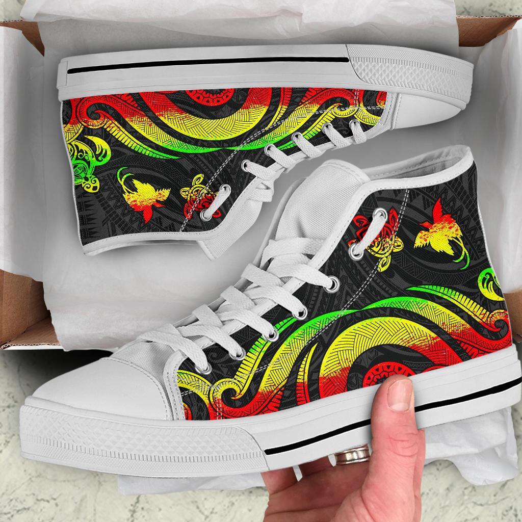 Papua New Guinea High Top Canvas Shoes - Reggae Tentacle Turtle - Polynesian Pride
