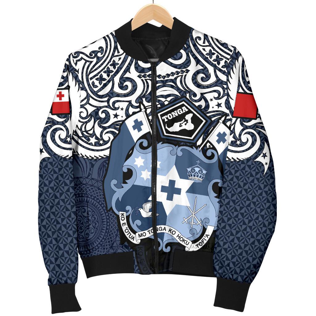 Tonga Polynesian Bomber Jacket (Men) - Tongan Pride (Blue) - Polynesian Pride