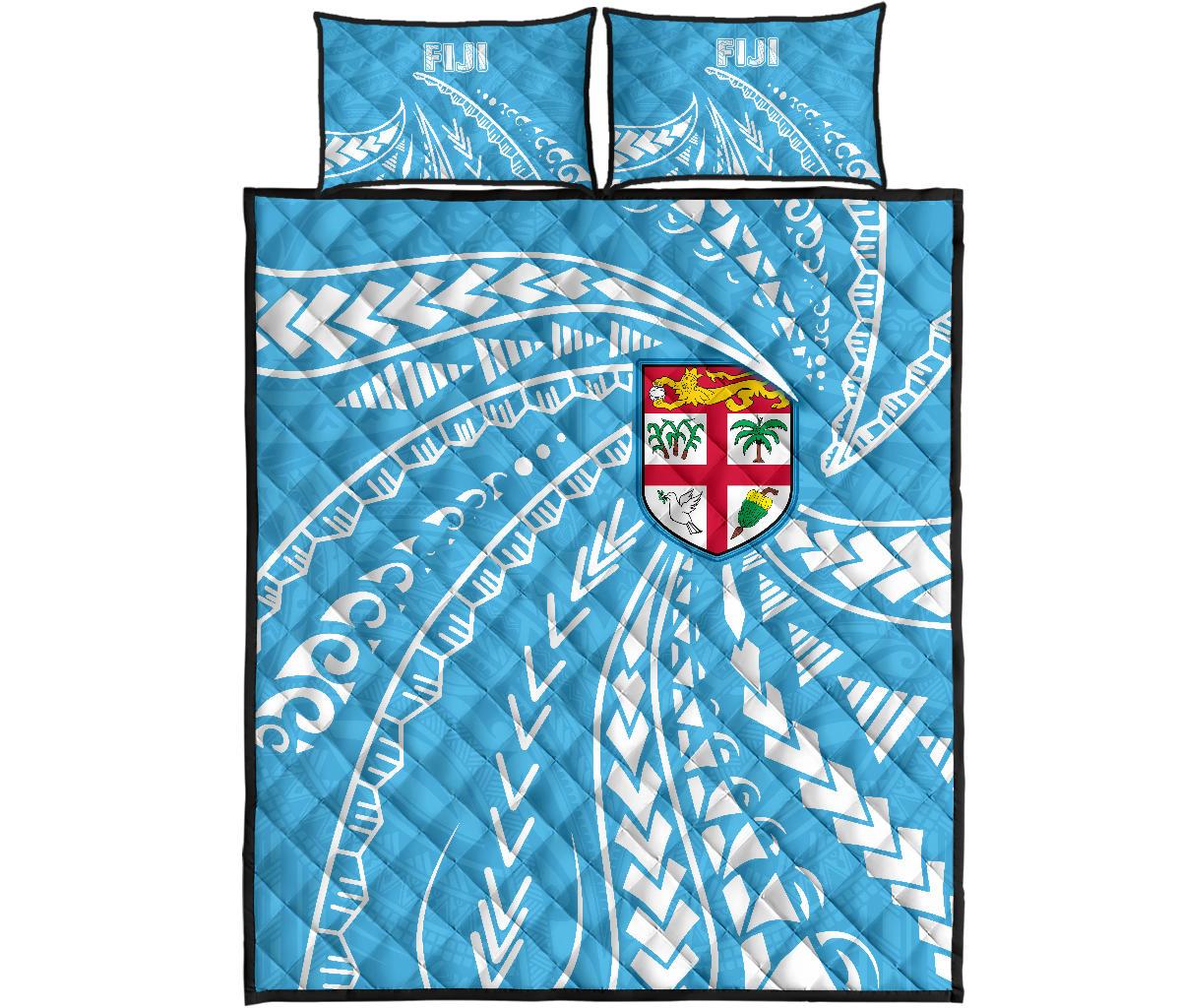 Fiji Quilt Bed Set - Fiji Flag Polynesian Swriling Style - Polynesian Pride