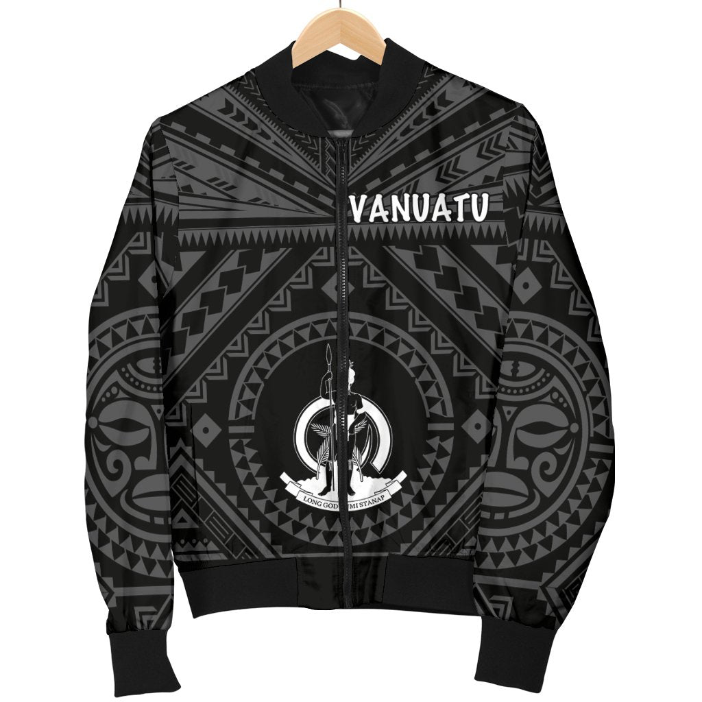 Vanuatu Men's Bomber Jacket - Vanuatu Seal With Polynesian Tattoo Style - Polynesian Pride
