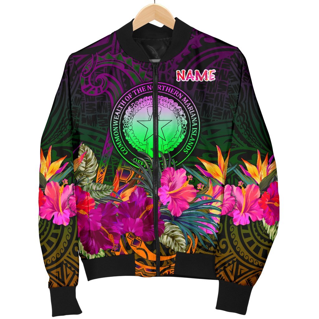 Northern Mariana Islands Polynesian Personalised Men's Bomber Jacket - Summer Hibiscus - Polynesian Pride