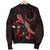 Cook Islands Polynesian Men's Bomber Jacket - Turtle With Blooming Hibiscus Red - Polynesian Pride