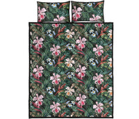 Tropical Monstera Leaf Red Quilt Bed Set Art - Polynesian Pride