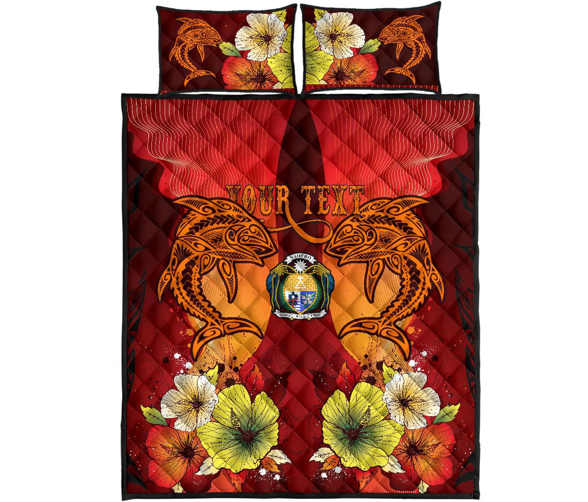 Nauru Custom Personalised Quilt Bed Sets - Tribal Tuna Fish - Polynesian Pride