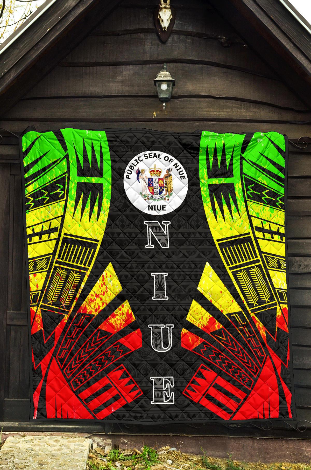 Niue Premium Quilt - Niue Seal Polynesian Reggae Tattoo - Polynesian Pride