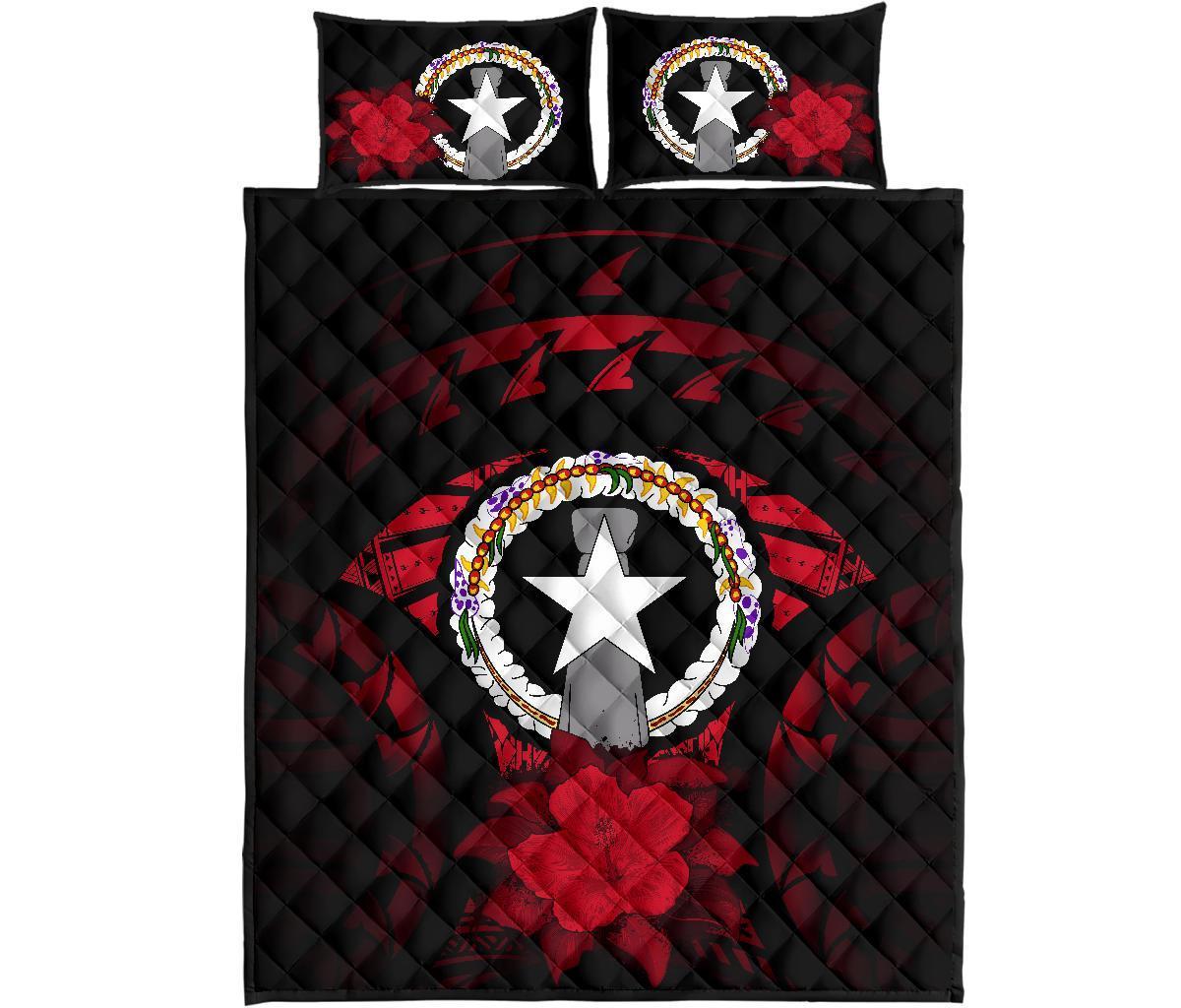 Northern Mariana Islands Polynesian Quilt Bed Set Hibiscus Red - Polynesian Pride