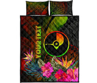 YAP Polynesian Personalised Quilt Bed Set - Hibiscus and Banana Leaves - Polynesian Pride