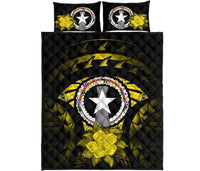 Northern Mariana Islands Polynesian Quilt Bed Set Hibiscus Yellow - Polynesian Pride
