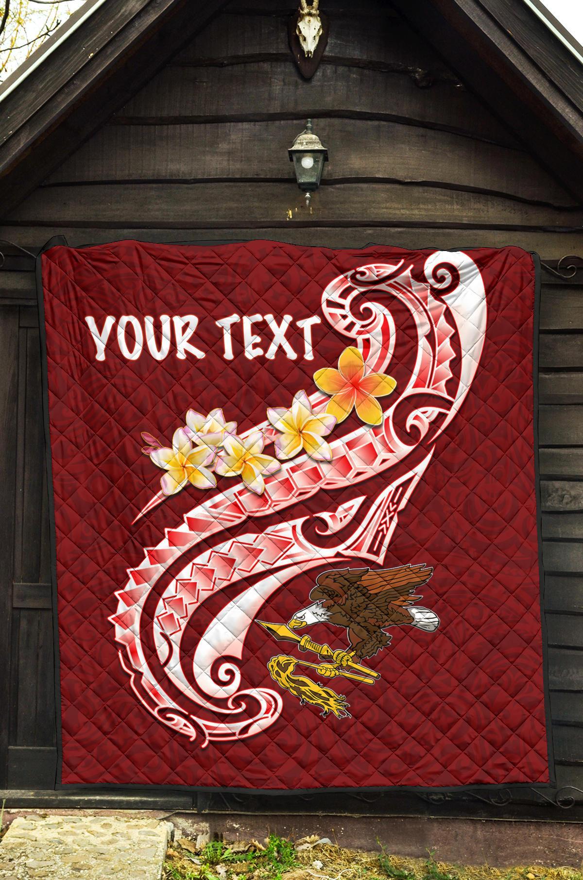 American Samoa Custom Personalised Premium Quilt - AS Seal Polynesian Patterns Plumeria - Polynesian Pride