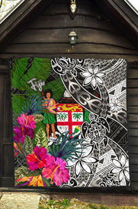 Fiji Premium Quilt - Turtle Plumeria Banana Leaf Crest - Polynesian Pride