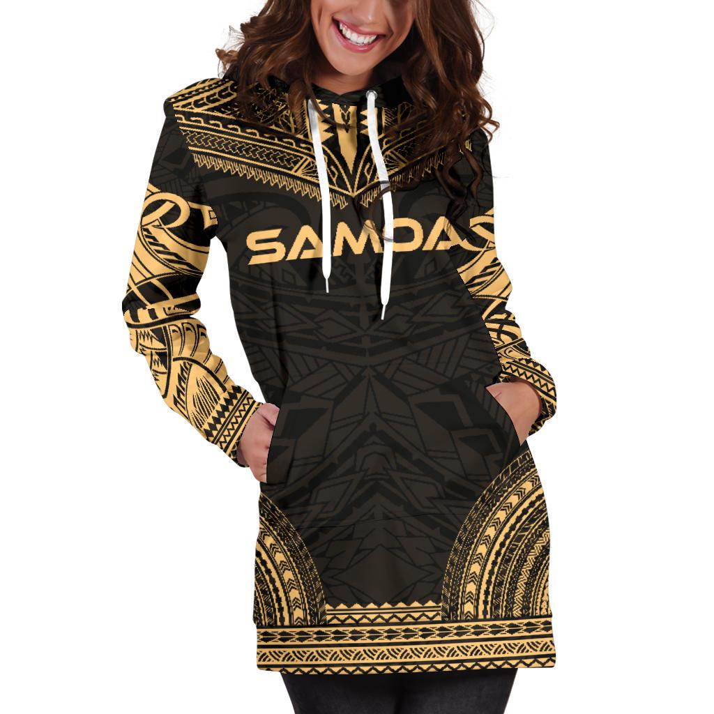 Samoa Women's Hoodie Dress - Polynesian Gold Chief - Polynesian Pride