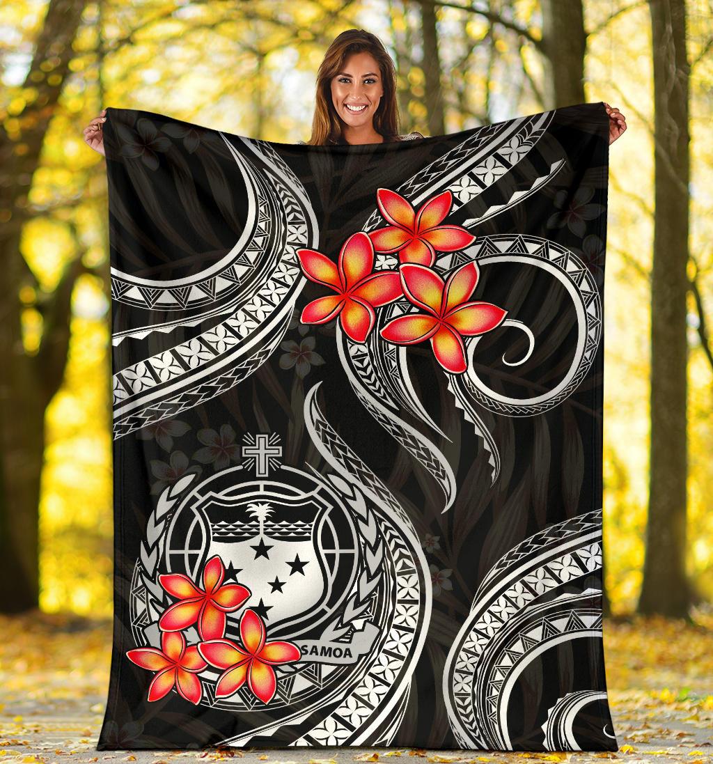 Samoa Polynesian Premium Blanket - White Plumeria - Polynesian Pride