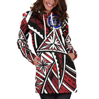 Northern Mariana Islands Women's Hoodie Dress - Tribal Flower Special Pattern Red Color - Polynesian Pride
