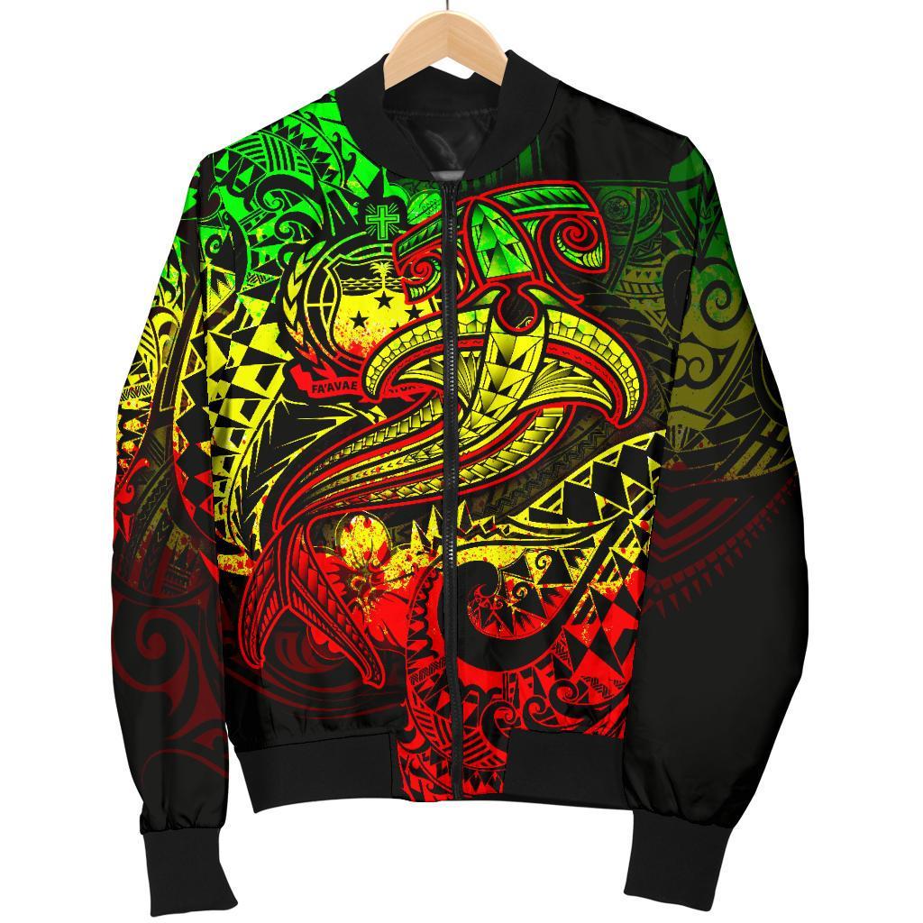 Samoa Men's Bomber Jacket - Reggae Shark Polynesian Tattoo - Polynesian Pride