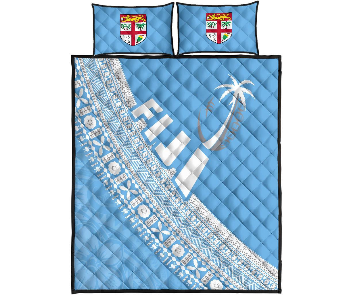 Fiji Tapa Rugby Quilt Bed Set Version Style You Win - Blue - Polynesian Pride