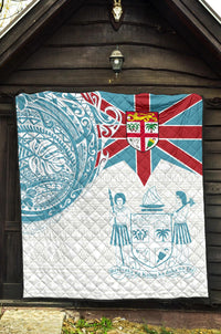 Fiji Polynesian Premium Quilt - Fiji Flag Fiji Flag with Coat of Arms - Polynesian Pride