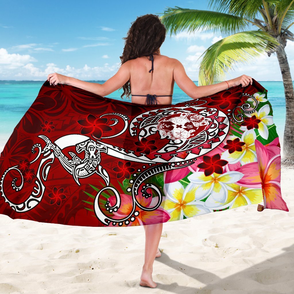 Tonga Sarong - Turtle Plumeria (Red) - Polynesian Pride