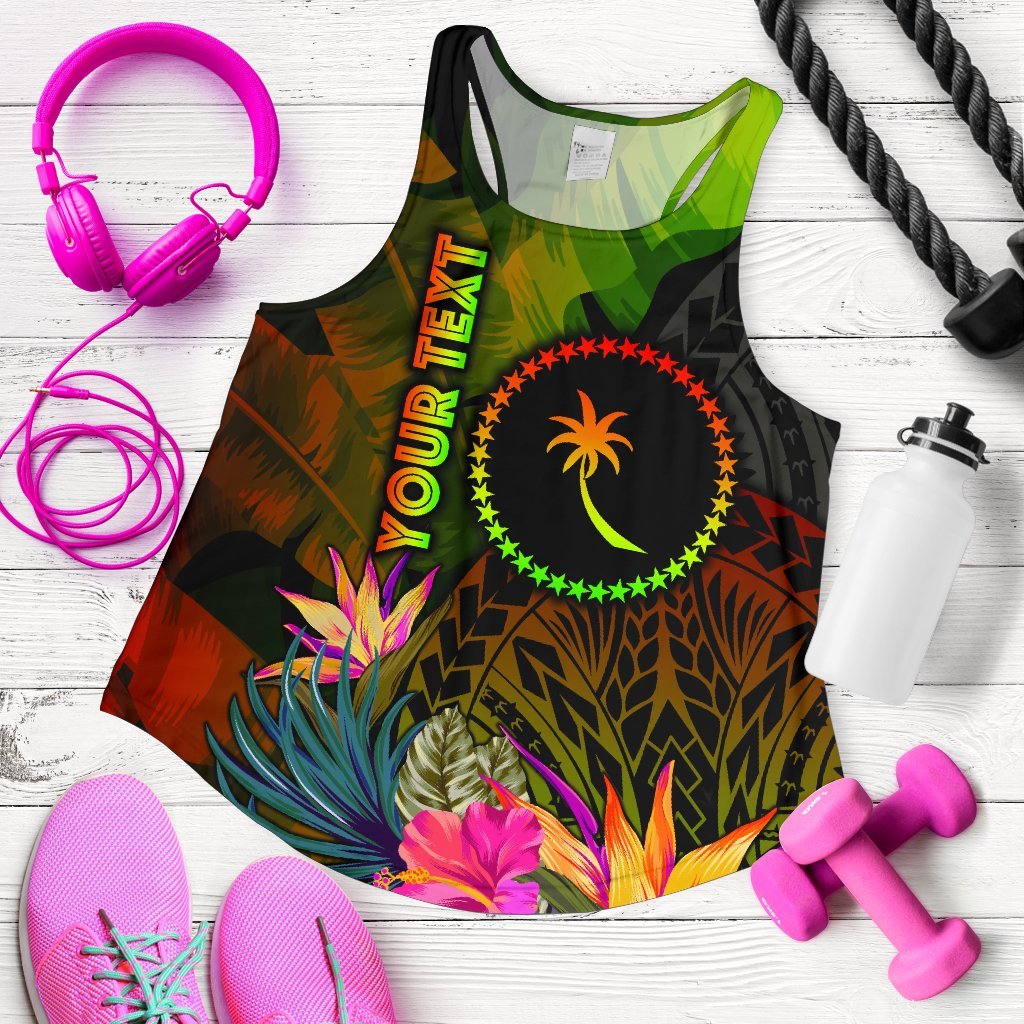 Chuuk Polynesian Personalised Women's Racerback Tank - Hibiscus and Banana Leaves Art - Polynesian Pride