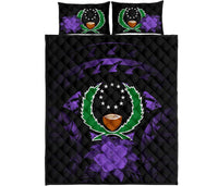 Pohnpei Polynesian Quilt Bed Set Hibiscus Purple - Polynesian Pride