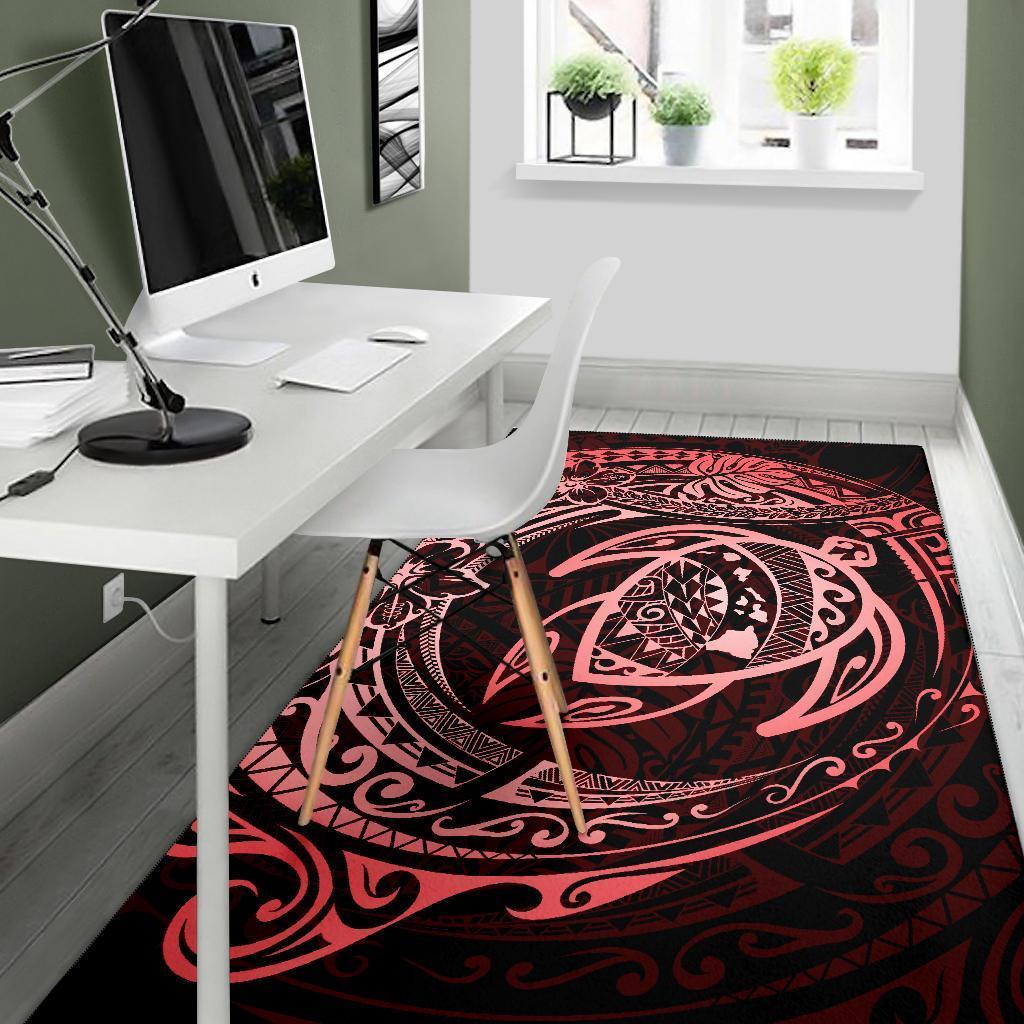 Hawaiian Map Turtle Polynesian Circle Rug AH - Polynesian Pride