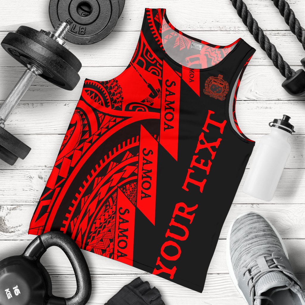 (Custom Personalised Text) Samoa Men Tank Tops - Samoa Coat Of Arm Red Red - Polynesian Pride