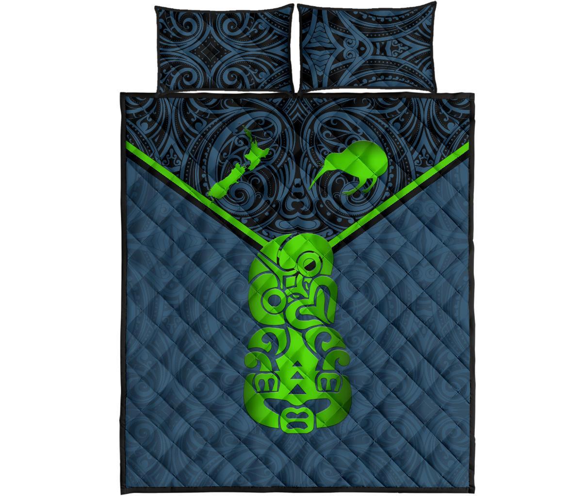 New Zealand Maori Rugby Quilt Bed Set Pride Version - Navy - Polynesian Pride