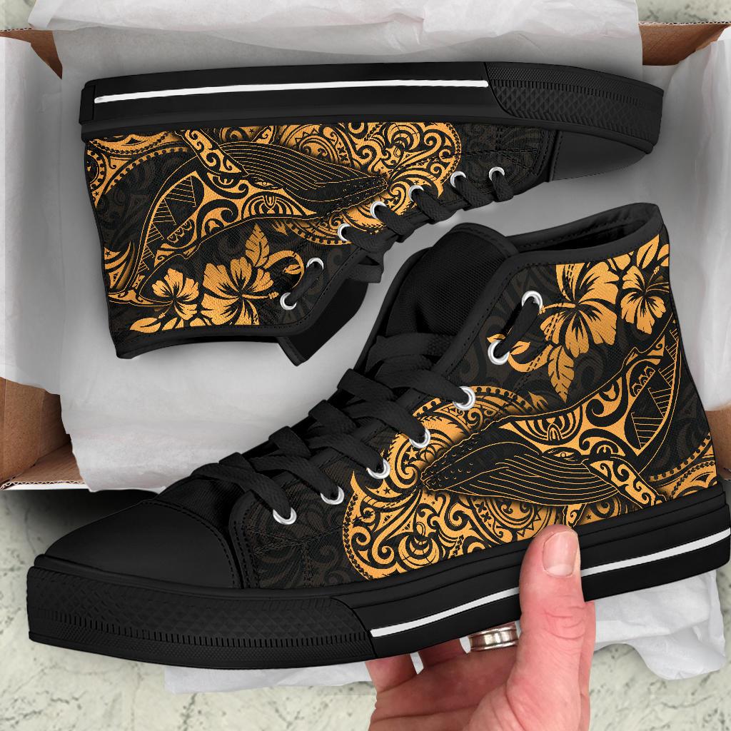 Polynesian Hawaii High Top Shoes - Polynesian Golden Humpback Whale - Polynesian Pride