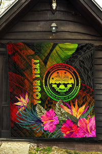 Federated States of Micronesia Polynesian Personalised Quilt - Hibiscus and Banana Leaves - Polynesian Pride