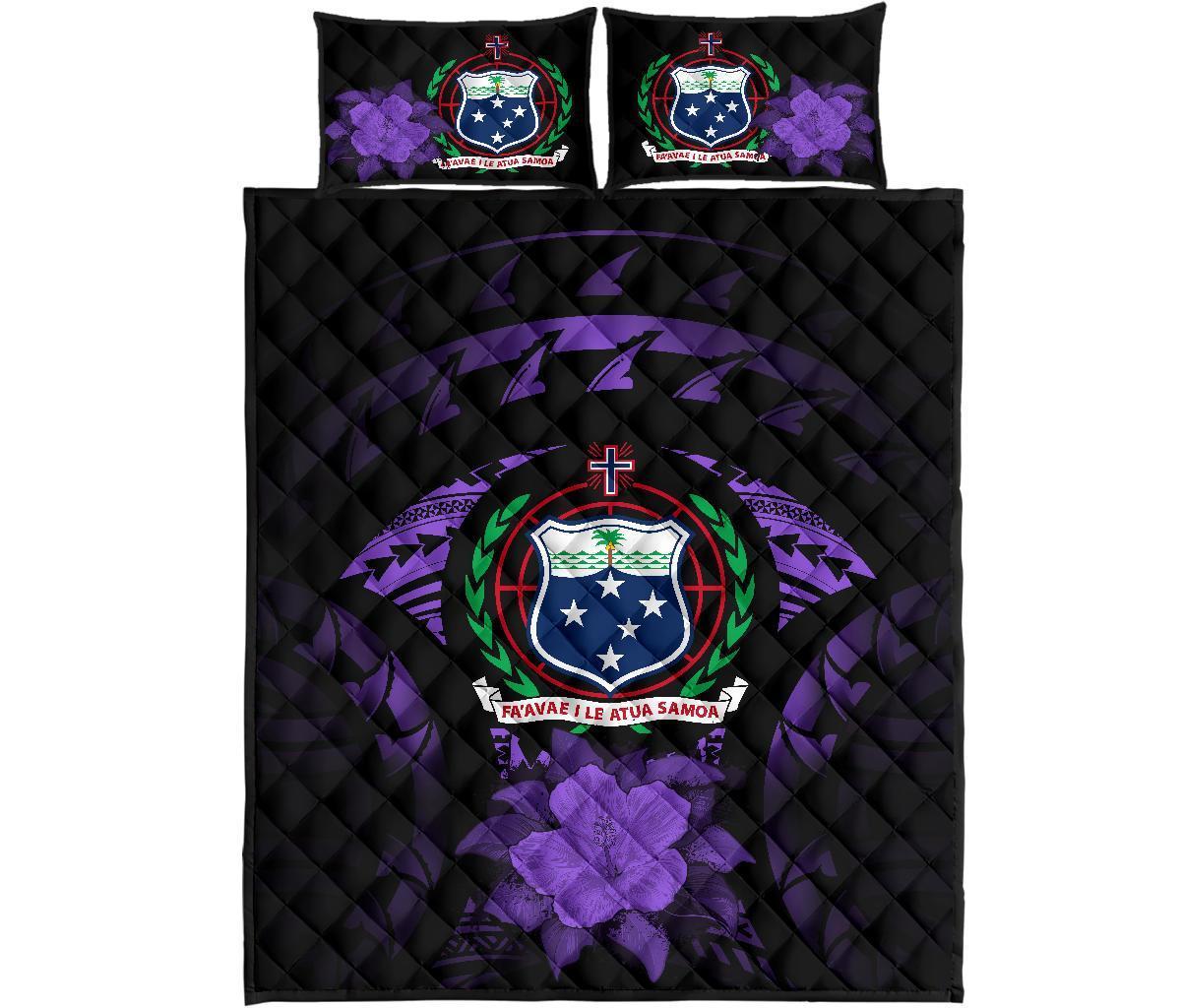Samoa Polynesian Quilt Bed Set Hibiscus Purple - Polynesian Pride